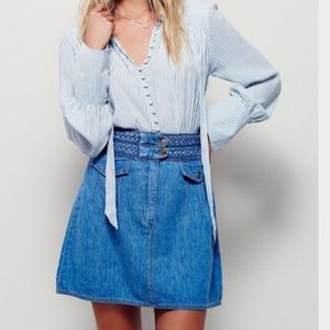 Free People Blue Denim Mini Skirt